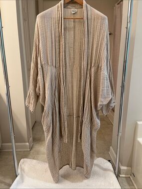 La Bottega di Brunelli - Light Beige Women's Open-Front Long Duster Coat